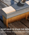 Long Handle Deck Stain Brush Applicator With 7 Inch Wide Brush for stains paints and sealer on wood deck, bristles close-up