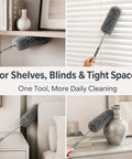 All In One 2 Pack Microfiber Feather Duster Set With Extendable Pole Hand Washable cleaning shelves and blinds