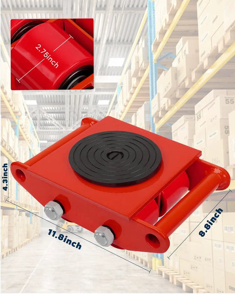 Heavy Duty Machinery Mover 6 Ton 13200 Lb Capacity Four Wheel Dolly Skate With 360 Degree Rotation Cap for warehouse use