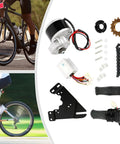 24V 250W Electric Bicycle Motor Kit With 16 Tooth Rear Sprocket For 16 To 28 Inch Tires Universal Diy E Bike Conversion Set components displayed.