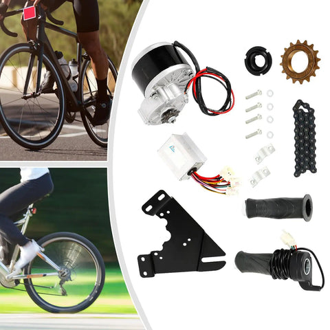 24V 250W Electric Bicycle Motor Kit With 16 Tooth Rear Sprocket For 16 To 28 Inch Tires Universal Diy E Bike Conversion Set components displayed.