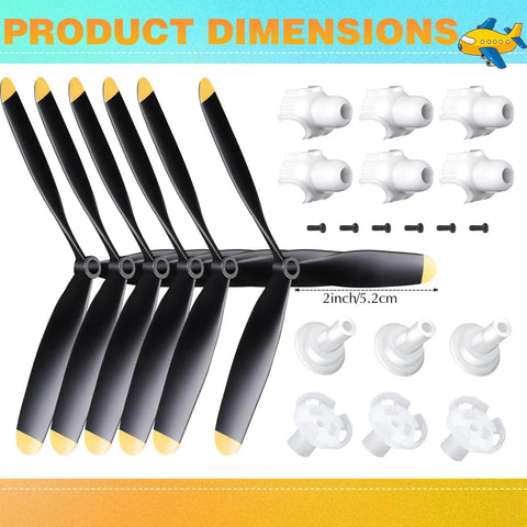 Six Sets 3 Blade RC Plane Propellers With Adapters 400mm Compatible With F4U T28 P47 Fighter Remote Control Aircraft Spare Propellers