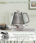Electric Tea Kettle 1500W 1L Fast Boil Stainless Steel BPA Free Teapot With Auto Shut Off Boil Dry Protection on kitchen counter