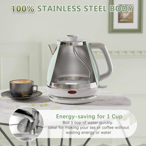 Electric Tea Kettle 1500W 1L Fast Boil Stainless Steel BPA Free Teapot With Auto Shut Off Boil Dry Protection on kitchen counter