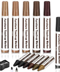 Easy Peasy Wood Furniture Repair Kit Featuring Six Realistic Tone Touch Up Markers And Wax Sticks For Quick Scratch Dent And Nail Hole Fixin On Tables Chairs And Cabinets includes six wood tone markers and sharpener.