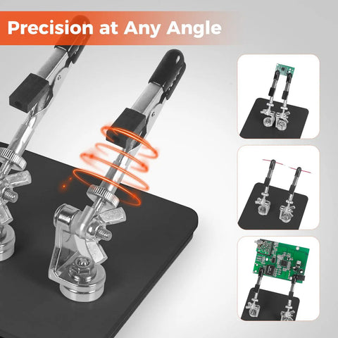 Helping Hands Soldering Station With Rock Solid Base Dual Magnetic Arms Adjustable Clamp Stand for Electronics Jewelry