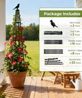 Two Pack Garden Trellis Obelisk For Climbing Plants, 65 Inch Tall, Rustproof Metal Frame With Waterproof Coating on porch