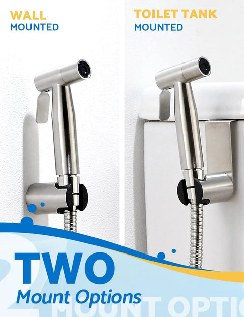Toilet Bidet Sprayer Kit Handheld With Adjustable Jet Spray No Mess Leak Free Design Easy Install 2 Pack Stainless Steel