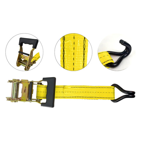 Heavy Duty Ratchet Cargo Tie Down Straps One And A Half Inch By Fifteen Feet 3000 Lbs Break Strength Four Pack With Dual J Hooks
