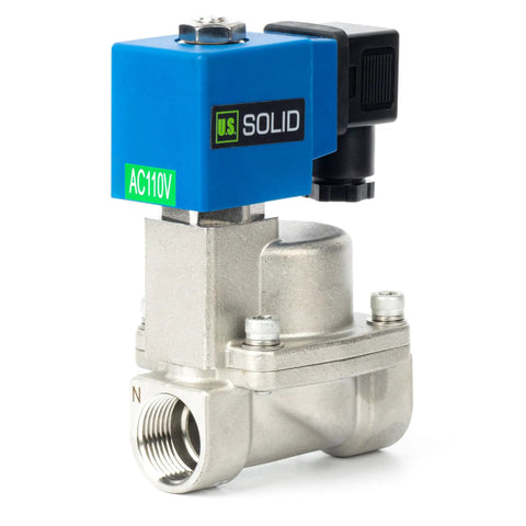 Heavy Duty Three Quarter Inch High Pressure Solenoid Valve 100 Bar Stainless Steel 110V AC for Water Gas Oil Control