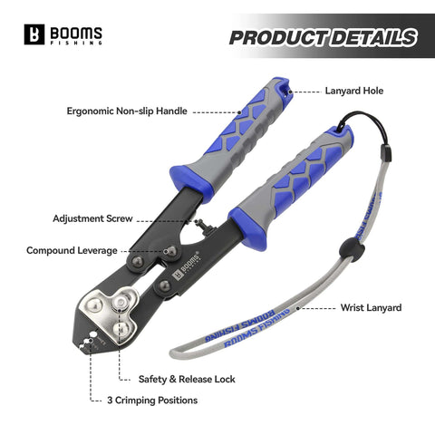 8.8 Inch Heavy Duty Beefed Up Pro Grade Crimping Pliers Kit With 140 Double Barrel Sleeves, ergonomic handle, lanyard hole