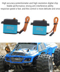 Heavy Duty 35Kg Coreless Digital Servo With Badass Torque And Smooth As Butter Handling Full Metal Gears Waterproof Build Pro Grade Precision Control Two Pack Fast Response Kit, two servos displayed with RC truck.