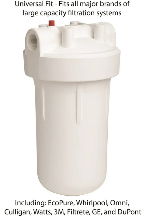 White whole house water filter with FACT technology for dope flow, longer filter life, reducing sediment and chlorine taste.