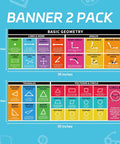 Two Pack Kid Friendly Educational Math Posters For Classroom Decor Laminated Large 13.5 By 39 Inches Geometry Posters With Lines Shapes Triangles Angles And Mathematics For Teachers And Students Glue Dots Included