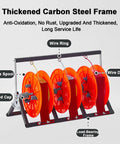 Heavy Duty Wheeled Spool Holder And Wire Cable Dispenser With A 3 Volume Organizer showcasing wire spools and steel frame