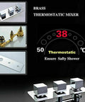 Game Changing Led Thermostatic Shower Combination Kit With Heavy Duty Rain Head And Massage System Leveraging Air Injection Tech Plus Self Cleaning Abs Nozzles For Your Bathroom Flex Upgrade brass thermostatic mixer with three square controls and temperature gauge