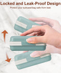 Hand holding blue Leakproof Bar Soap Holder With Lid For Shower Portable Travel Soap Case Box Gym Bag Friendly Camping And Hiking Gear