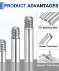 12 Pcs M6 X 12mm Slotted Cylindrical Dowel Pins 304 Stainless Steel External Thread Locating Pins for Furniture Installation