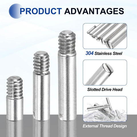 12 Pcs M6 X 12mm Slotted Cylindrical Dowel Pins 304 Stainless Steel External Thread Locating Pins for Furniture Installation