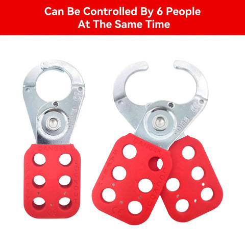 Top Shelf 10 Pack Lock Out Tag Out Hasps Rock Solid Stainless Steel Safety Hardware With Nylon Handles And One Inch Jaws Built Tough For Industrial Workflow Control And Daily Grind Protection