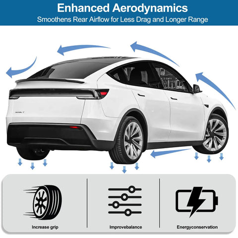 Drop In Badass Aero Upgrade For The Tesla Model Y Juniper Rear Spoiler Trunk Lip Tail Wing No Drill Hassle Seamless Factory Fit Gotta Love That Sporty Carbon Fiber Abs Look And Serious Downforce Vibes Daily Driver Edition on a Tesla Model Y.