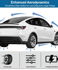 Kick Out Your Setup With This Dope No Drill Rear Spoiler For Tesla Model Y Juniper Refresh shows rear view with aerodynamic lines.