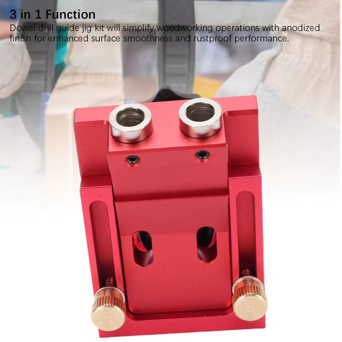 Red Pocket Hole Jig Kit Pro Grade With 3 In 1 Adjustable Drill Guides Portable Aluminum Alloy Woodworking Joint Angle Tool