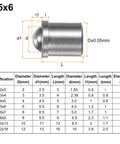 Dead On Precision 30 Pack 5X6MM 304 Stainless Steel Spring Loaded Ball Plungers with dimensions and specifications.