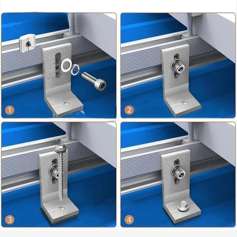 L Foot Solar Mount Brackets For Roof PV System Beefy Aluminum Alloy Photovoltaic Panel Mounts installation steps