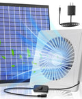 Top Shelf 25 Watt Solar Powered Fan And 8 Inch Waterproof Exhaust Blower For Outdoor Shed and Greenhouse Cooling with solar panel and toggle switch.