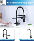 3 Way Drinking Water Faucet With Hot Cold RO Filtration, Pull Down Sprayer Kitchen Sink Faucet in use, Matte Black Finish