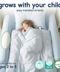 Foam Toddler Bed Rail Bumper 1 Pack for Safer Sleep No Metal Bed Side Guard Kid Friendly Guard Rail with sleeping child