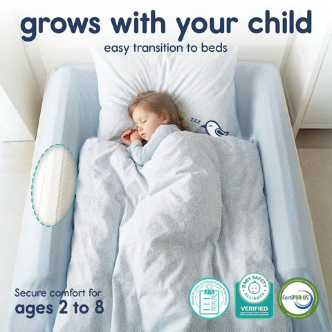 Foam Toddler Bed Rail Bumper 1 Pack for Safer Sleep No Metal Bed Side Guard Kid Friendly Guard Rail with sleeping child