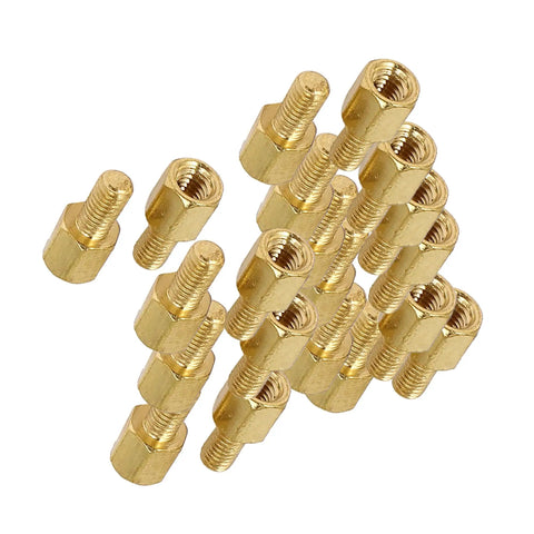 Heavy Duty M3 Brass Motherboard Standoffs Male To Female Thread Hex Spacer Screws Rock Solid PC Case Hardware Building Essentials Slick Anti Rust Spacers Pack Of Twenty Pieces For Custom Gaming Rigs And Desktop Upgrades displayed in a group.