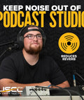 Man in podcast studio with Oversized 80 By 72 Inches Sound Dampening Blanket For Studios And Wall Hanging With Grommets
