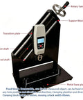 90 Degree Peel Force Test Stand With Digital Readout Gauge For Tape Film And Label Release Strength Testing Workhorse Manual Pull Push Tester 10 To 100N Capacity 200mm Stroke, black metal base