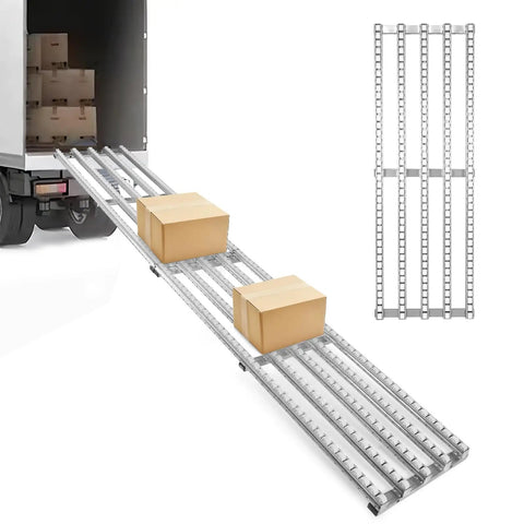 Foldable Gravity Conveyor System For Warehouses And Trucks Portable 118 By 20 Inch Unpowered Roller Conveyor With Five Rows Collapsible Unloading Pulley For Crates Bevs Auto Parts And Heavy Loads, 5-row aluminum rollers for truck unloading