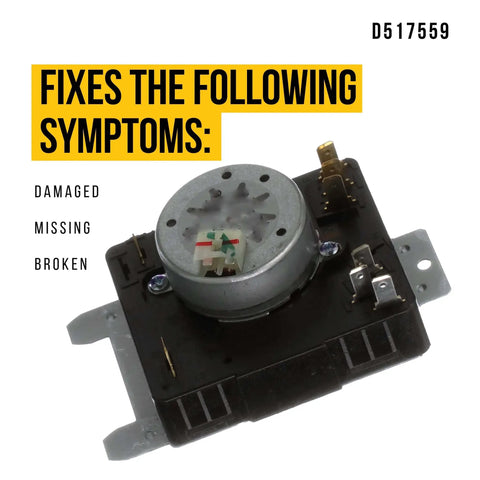 Dryer Timer Replacement D517559 For Speed Queen, Ultra Durable Part For Easy DIY Install, fixes damaged, missing, broken symptoms