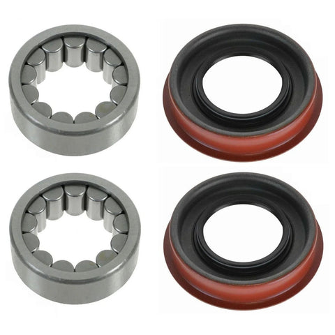 Rear Wheel Bearing and Seal Set For Chevy Colorado Left And Right Rear Axles, Fits 2004 To 2006 2.8L And 3.5L, 2007 To 2012 2.9L And 3.7L, And 2009 To 2012 5.3L, Includes Two Bearings And Two Seals For Easy Replacement, shown with metal bearings and rubber seals in a set of four.