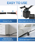 Heavy Duty Steel Furniture Lifter Tool Set With Four Grippy Pads Effortlessly Hoist Couches And Fridges For Quick Clean Ups Or Apartment Moves Absolute Game Changer That Keeps Your Back Happy During The Grind, showcasing easy setup and use.