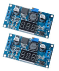 Blue LM2596 Adjustable DC-DC Buck Converter Module With LED Voltage Display, 4 to 40 Volts In and 1.25 to 37 Volts Out, 2 Pack
