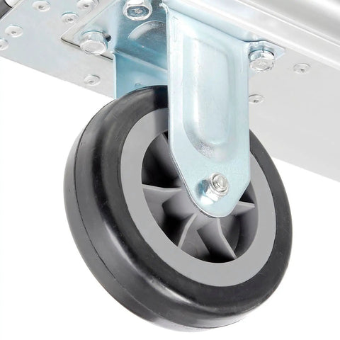 Roll Slick And Maneuver Easy Ultra Lightweight Aluminum Folding Platform Cart Features Quiet Rubber Casters With Cross Brace Handle And Vinyl Bumpers Built Solid For Warehouse Hauls