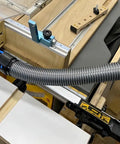 Mitansle Ribbed TPE Dust Collection Hose Adapter Kit Includes One Foot Smooth Bore Hose For Shop Vac Systems connected to woodworking equipment.