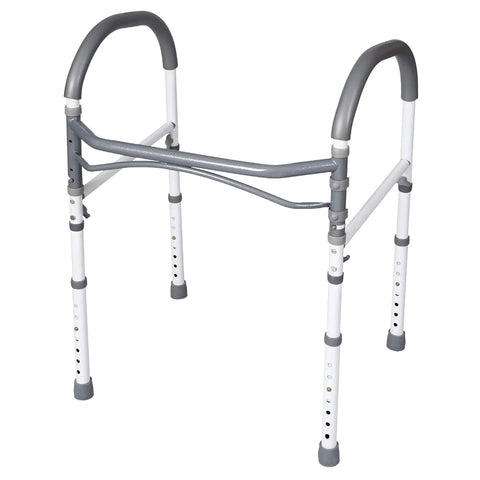 Adjustable Detachable Toilet Safety Rails With Non Slip Grab Bar And Padded Handles, Aluminum Frame, Heavy Duty Bathroom Safety