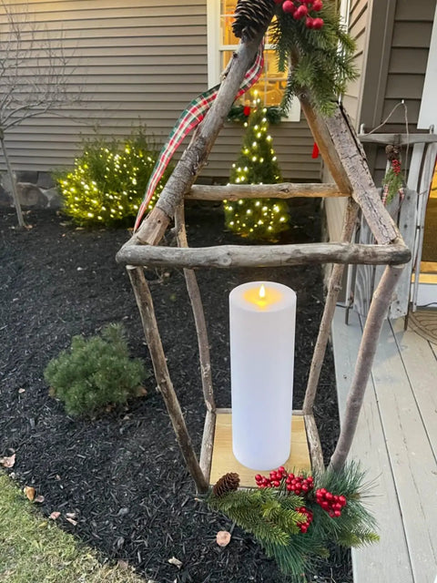 Outdoor Flameless LED Pillar Candles Set Of 2 12 Inch By 4 Inch Battery Operated With Remote Timed Flicker Waterproof Plastic Candles