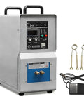 15KW Water-Cooled Induction Heater Furnace with control panel, handles, and included accessories for industrial heating.