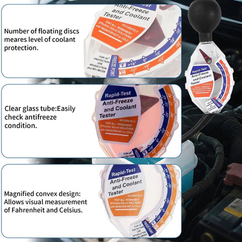 Kingtaixin coolant tester accessory with clear glass tube and orange label for antifreeze testing in 6V–24V systems.