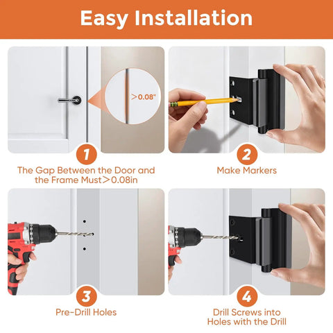 Step by step installation for Beefed Up Door Security Reinforcement Lock Set Withstand 800 Lbs Of Force Kid Safe Child Proof Front Door Lock
