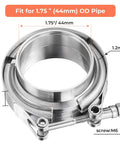 1.75 Inch V Band Clamp With Flange Kit Stainless Steel 304 For Turbo Downpipes And Exhaust Systems Includes Male And Female Flanges And T Bolt Fasteners And Accessories