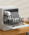 Sleek Countertop Dishwasher Straight Up Game Changer For Kitchens features compact design with sparkling clean plates inside.